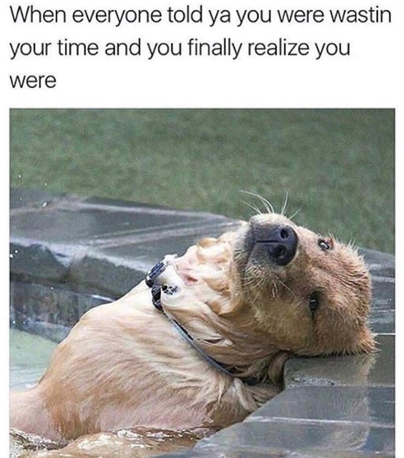 When everyone told ya you were wastin your time and you finally realize you were