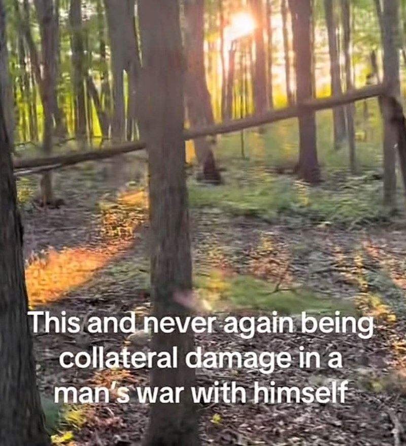 This and never again being collateral damage in a man's war with himself