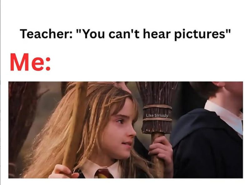 Teacher: "You can't hear pictures" Me: Like Siriusly