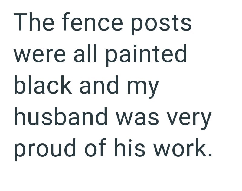 The fence posts were all painted black and my husband was very proud of his work.
