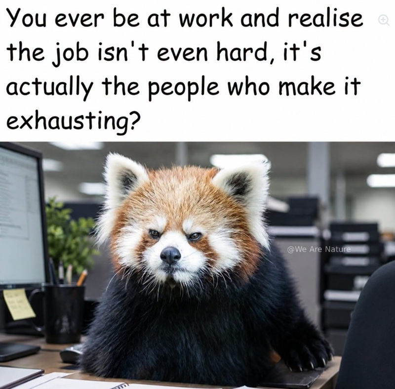 You ever be at work and realise the job isn't even hard, it's actually the people who make it exhausting? @We Are Nature