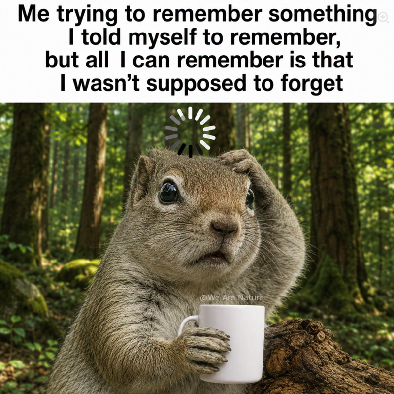 Me trying to remember something I told myself to remember, but all I can remember is that I wasn't supposed to forget @We Are Nature