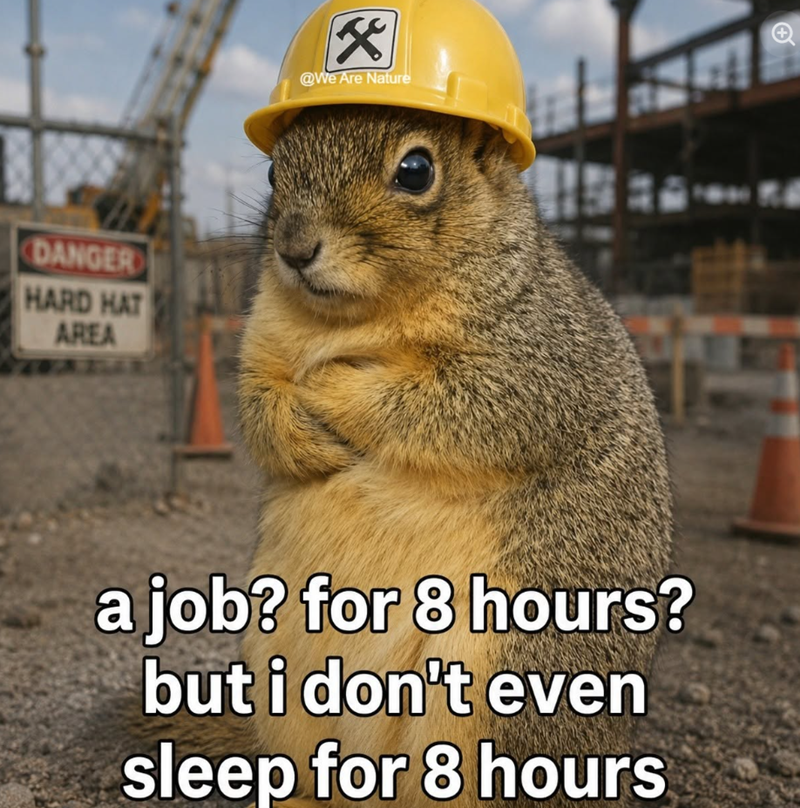 DANGER HARD HAT AREA x @We Are Nature a job? for 8 hours? but i don't even sleep for 8 hours