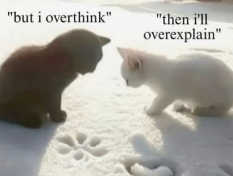 "but i overthink" "then i'll overexplain"