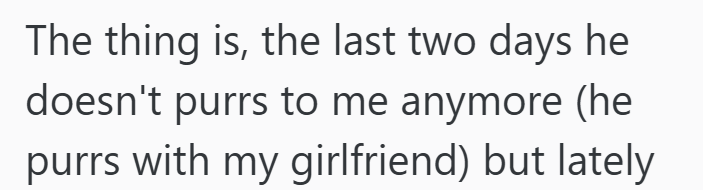 The thing is, the last two days he doesn't purrs to me anymore (he purrs with my girlfriend) but lately