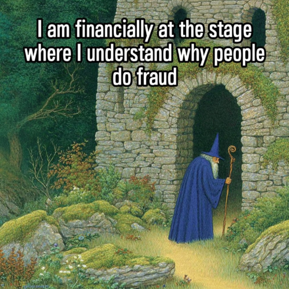 I am financially at the stage where I understand why people do fraud