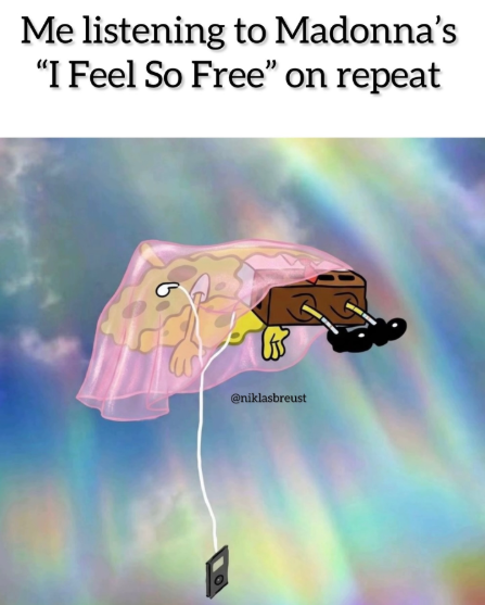 Me listening to Madonna's "I Feel So Free" on repeat @niklasbreust