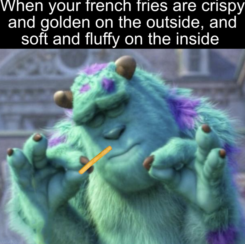 When your french fries are crispy and golden on the outside, and soft and fluffy on the inside Velch3w