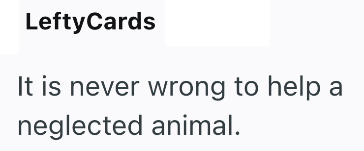 LeftyCards It is never wrong to help neglected animal.
