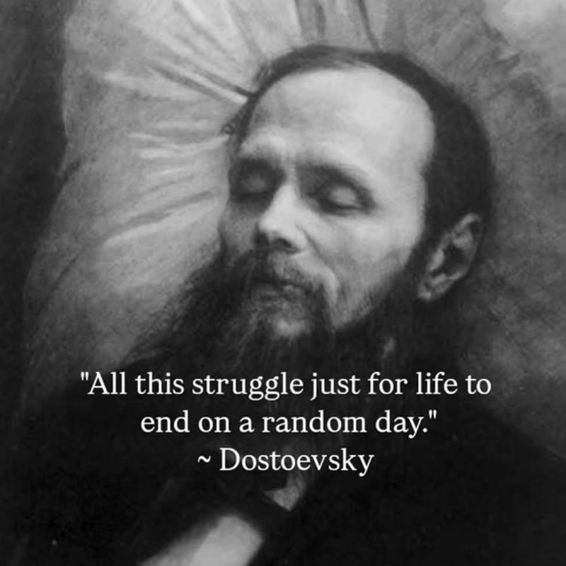"All this struggle just for life to end on a random day." ~ Dostoevsky