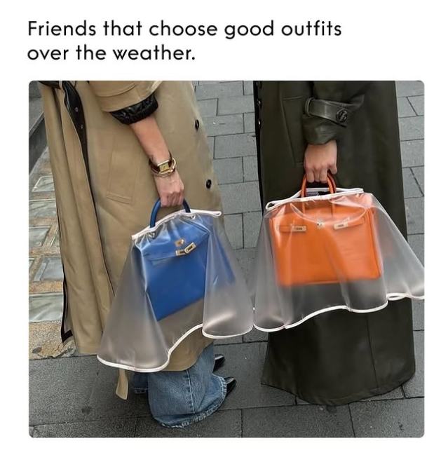 Friends that choose good outfits over the weather.