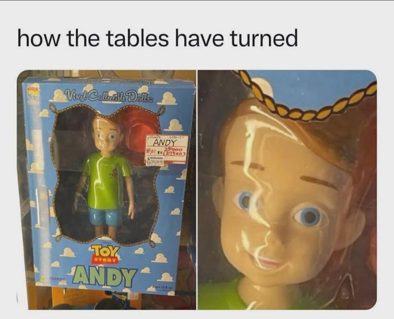how the tables have turned Vinyl Collectillo Dolls cay M-Y- ANDY LOR26 25000 22500) TOY STORY ANDY 1444