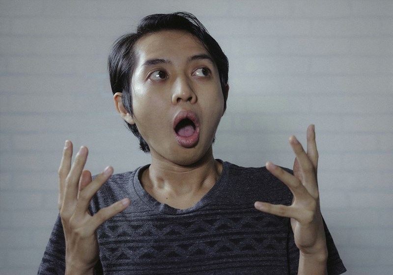 man acting surprised