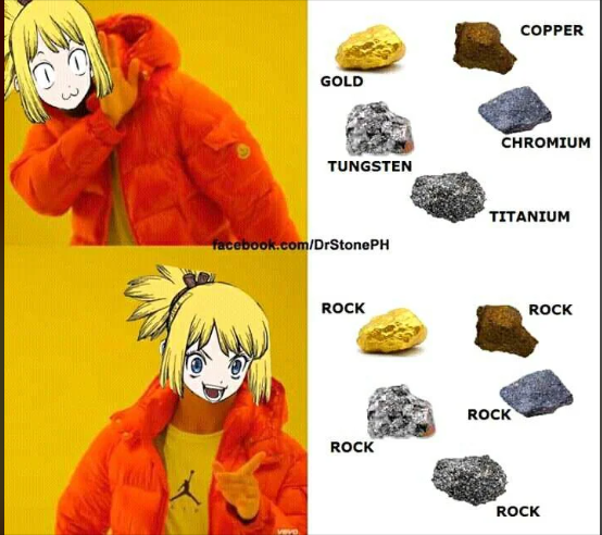 GOLD TUNGSTEN facebook.com/DrStonePH COPPER CHROMIUM TITANIUM ROCK ROCK ROCK ROCK ROCK