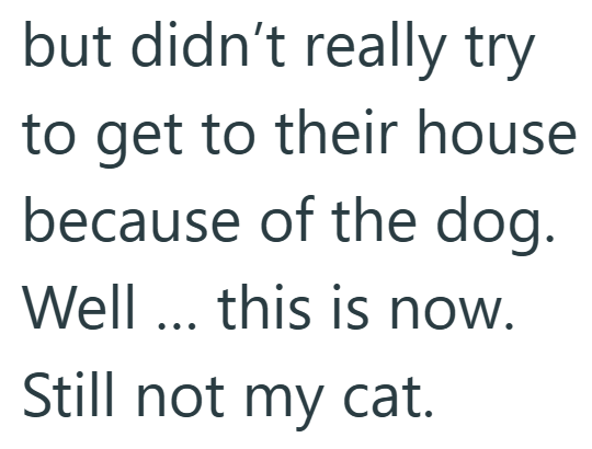 but didn't really try to get to their house because of the dog. Well... this is now. Still not my cat.