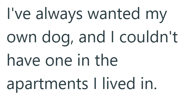 I've always wanted my own dog, and I couldn't have one in the apartments I lived in.