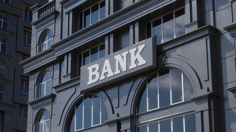 A modern building of a bank.