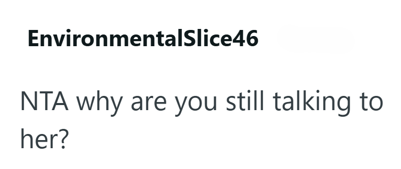 EnvironmentalSlice46 NTA why are you still talking to her?