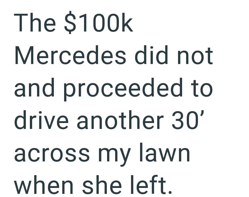 The $100k Mercedes did not and proceeded to drive another 30' across my lawn when she left.