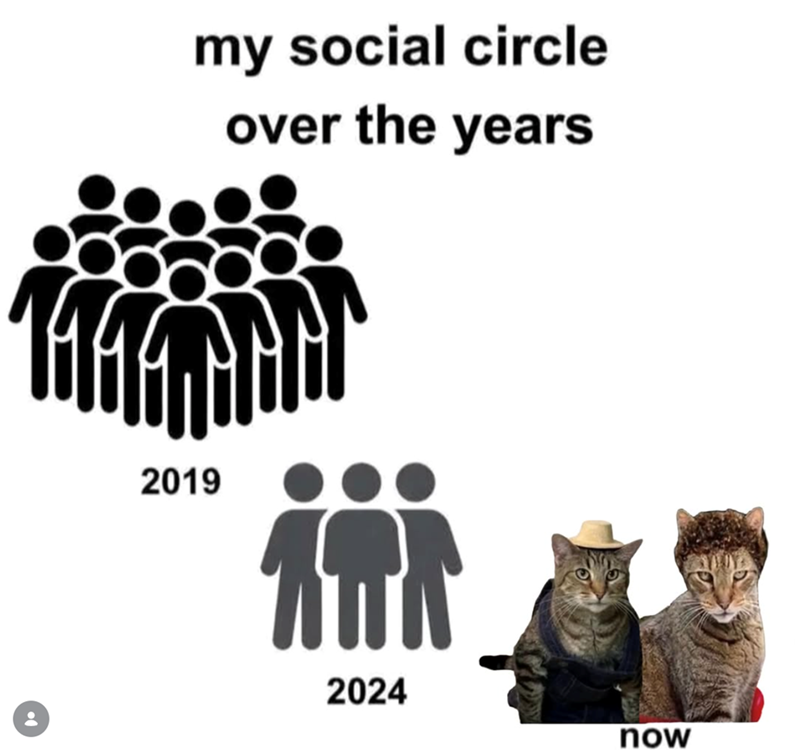 my social circle over the years 2019 2024 now