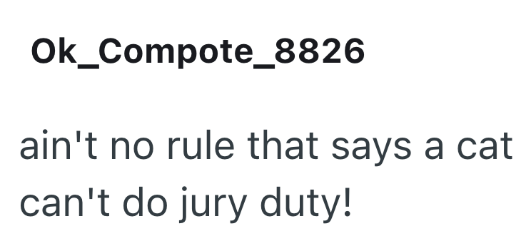 Ok_Compote_8826 ain't no rule that says a cat can't do jury duty!