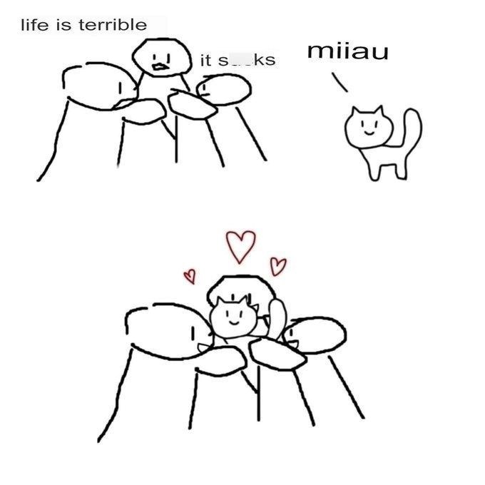 life is terrible it sks miiau