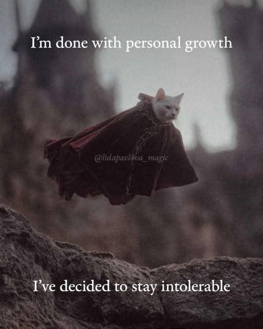 I'm done with personal growth @lidapavlova_magic I've decided to stay intolerable