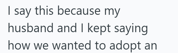 I say this because my husband and I kept saying how we wanted to adopt an