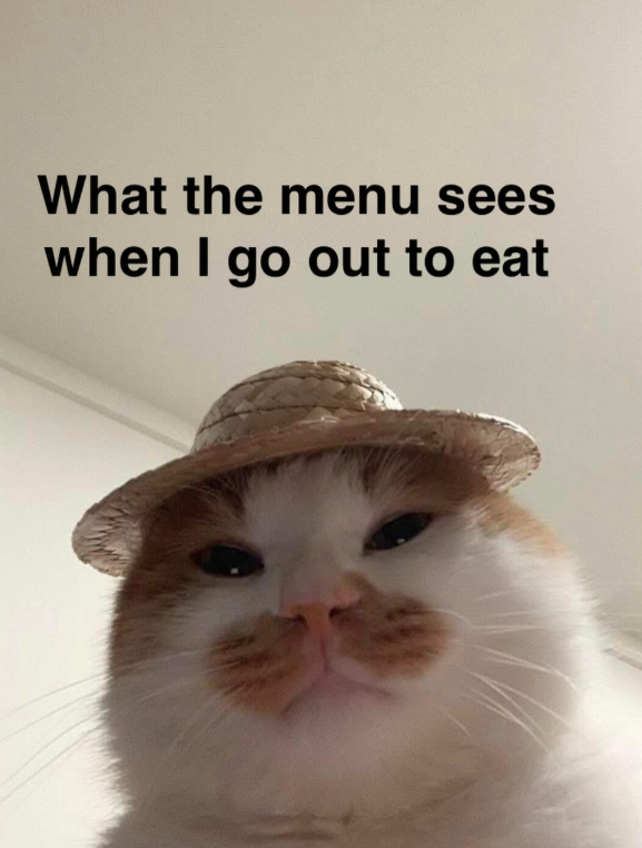 What the menu sees when I go out to eat