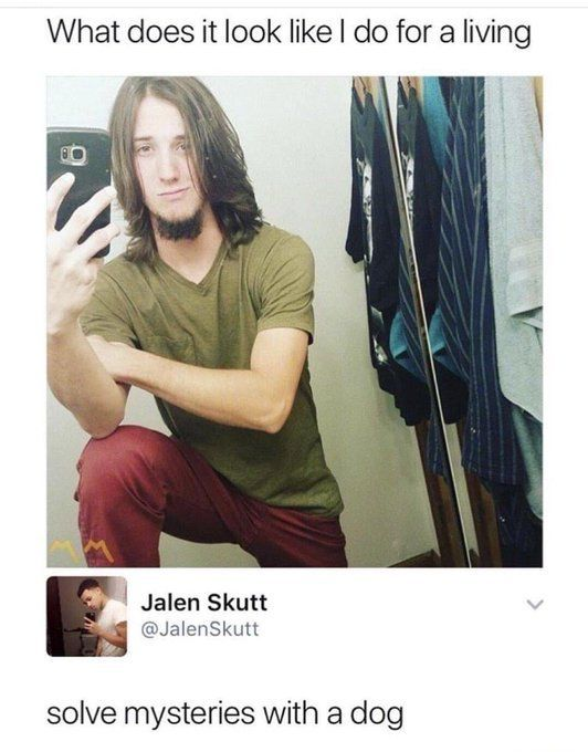 What does it look like I do for a living Jalen Skutt @JalenSkutt solve mysteries with a dog