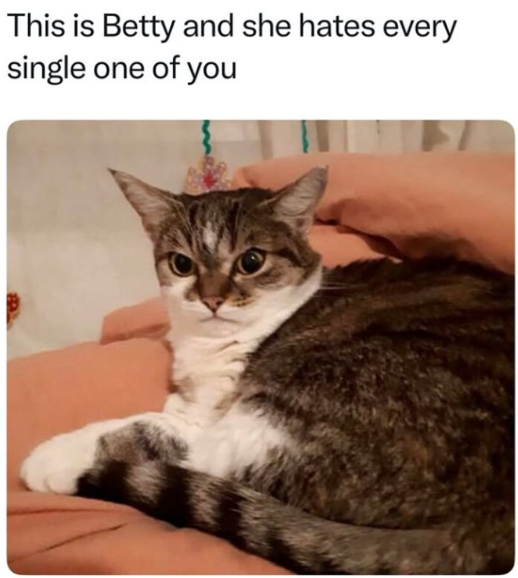This is Betty and she hates every single one of you