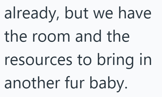 already, but we have the room and the resources to bring in another fur baby.
