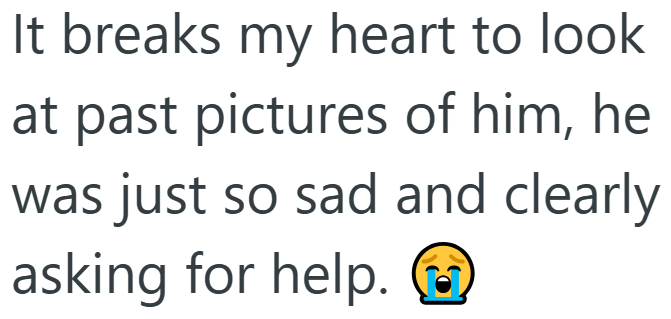 It breaks my heart to look at past pictures of him, he was just so sad and clearly asking for help. ☑