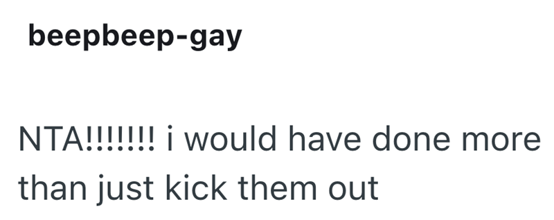 beepbeep-gay NTA!!!!!!! i would have done more than just kick them out