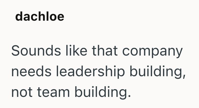 dachloe Sounds like that company needs leadership building, not team building.