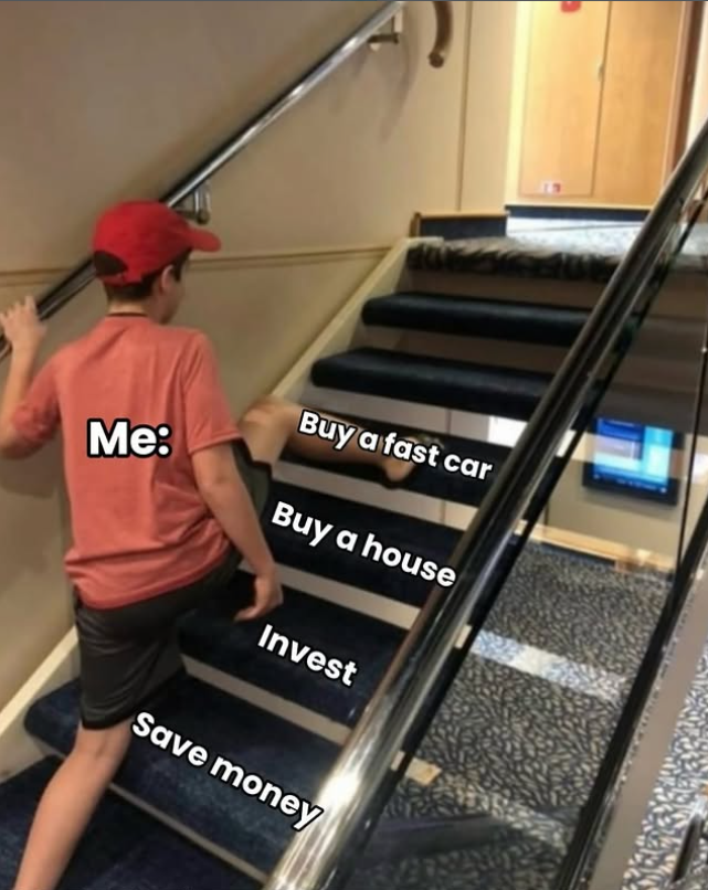 Me: Buy a fast car Buy a house Invest Save money