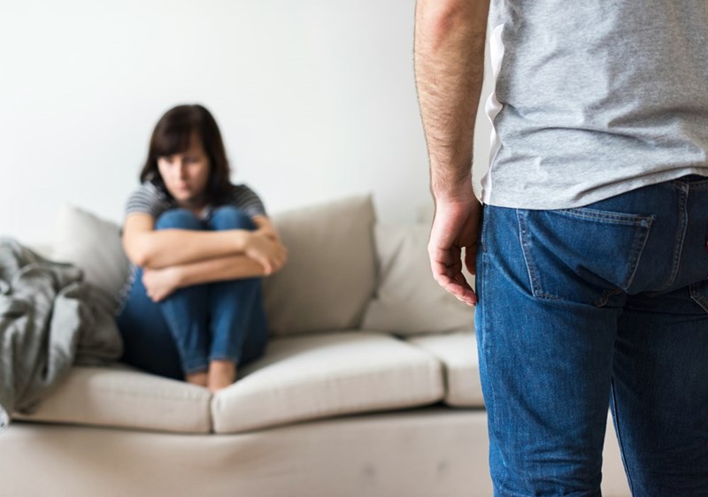Boyfriend intimidates his girlfriend into telling their neighbor never to wave to them again, because it is disrespectful to his authority. 