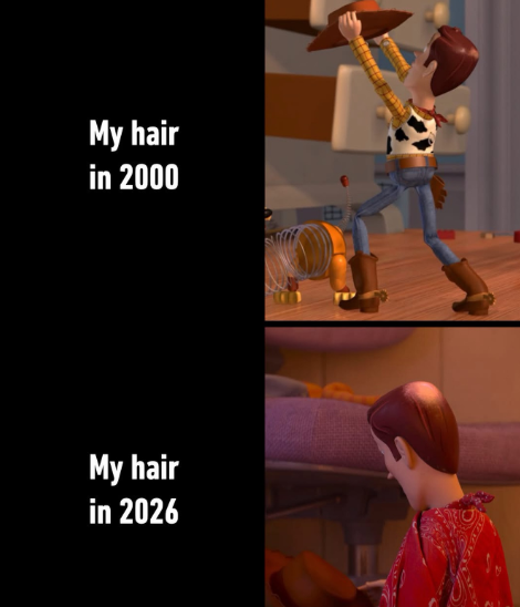 My hair in 2000 My hair in 2026