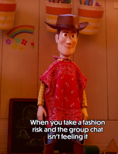When you take a fashion risk and the group chat isn't feeling it
