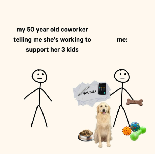 my 50 year old coworker telling me she's working to support her 3 kids Vet BILL 1: me:
