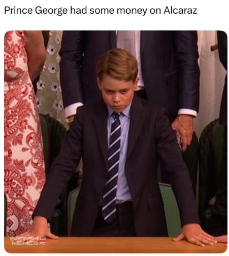 Prince George had some money on Alcaraz BRITISH MEMES