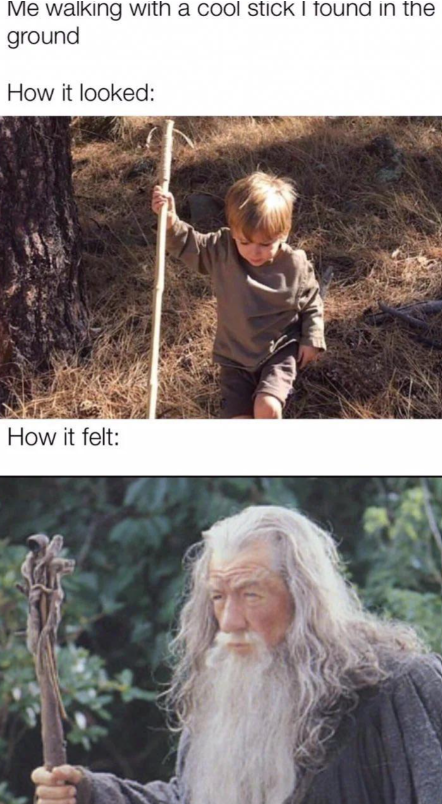 Me walking with a cool stick I found in the ground How it looked: How it felt: