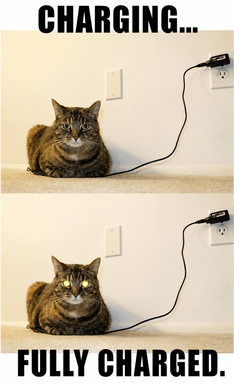CHARGING... 4 FULLY CHARGED.