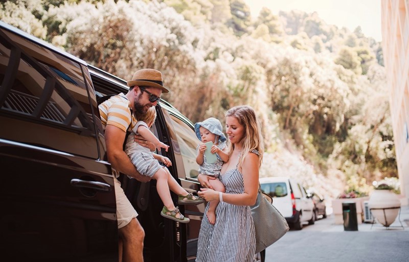 Young family enjoying their summer vacation.