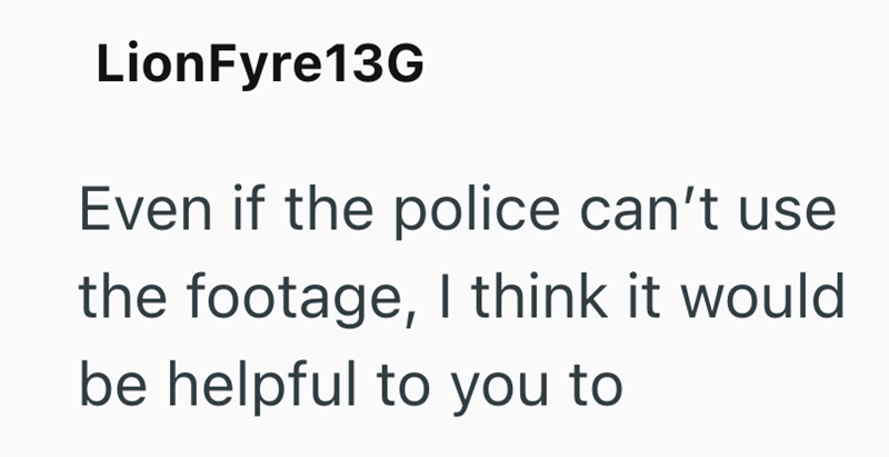 LionFyre13G Even if the police can't use the footage, I think it would be helpful to you to