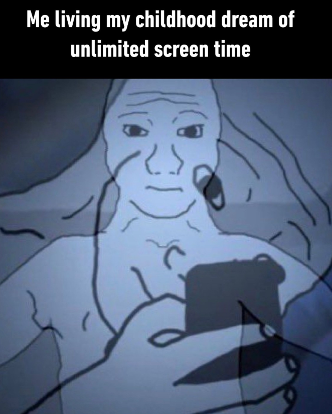 Me living my childhood dream of unlimited screen time