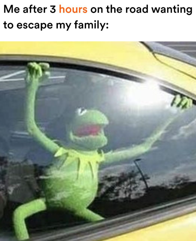 Me after 3 hours on the road wanting to escape my family: @simple tire