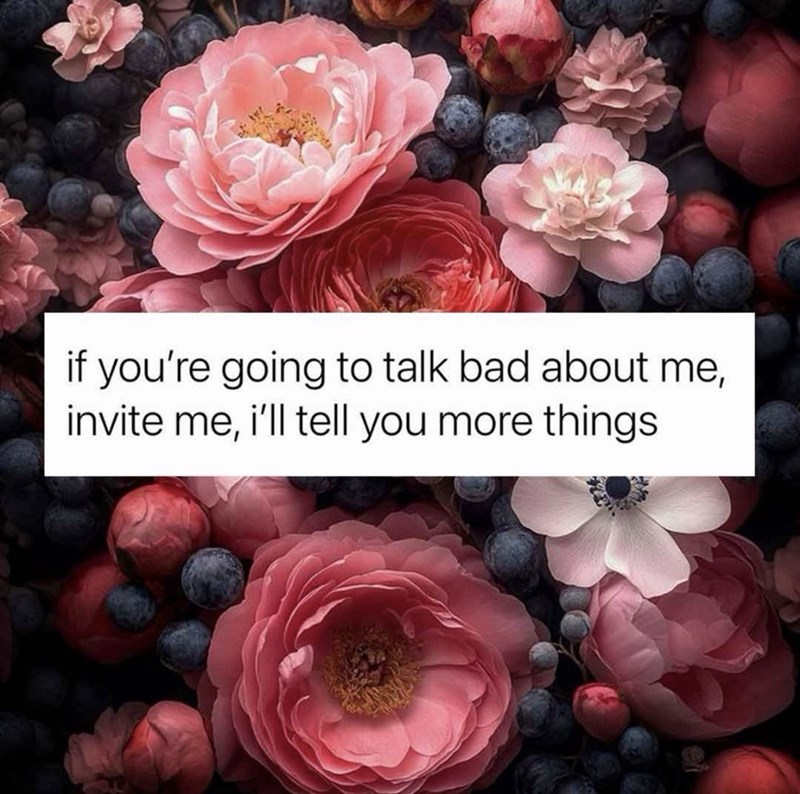 if you're going to talk bad about me, invite me, i'll tell you more things