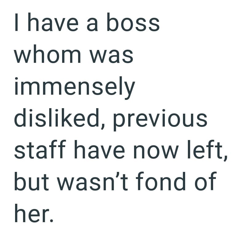 I have a boss whom was immensely disliked, previous staff have now left, but wasn't fond of her.