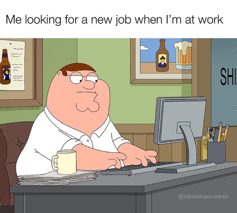 Me looking for a new job when I'm at work 23334 SHI @steviehasmemes